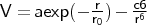 $V = a exp (-\frac{r}{r_{0}}) - \frac{c6}{r^{6}}$